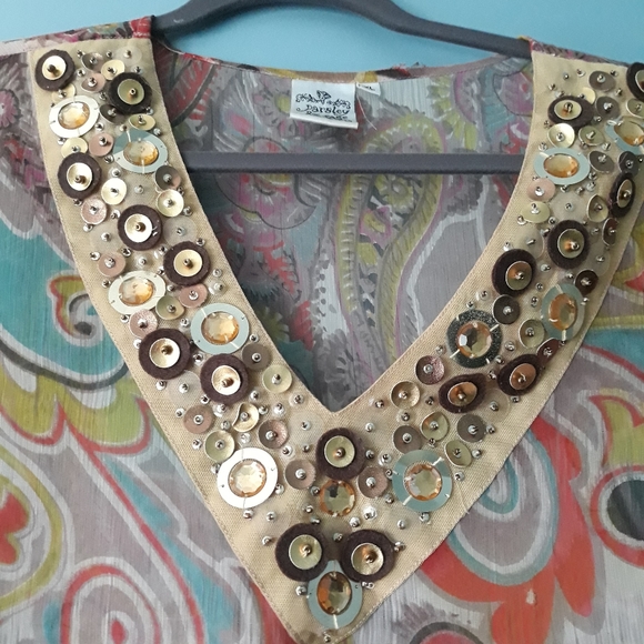 Parsley & Sage Sheer Beach Cover Top XL - Picture 3 of 8